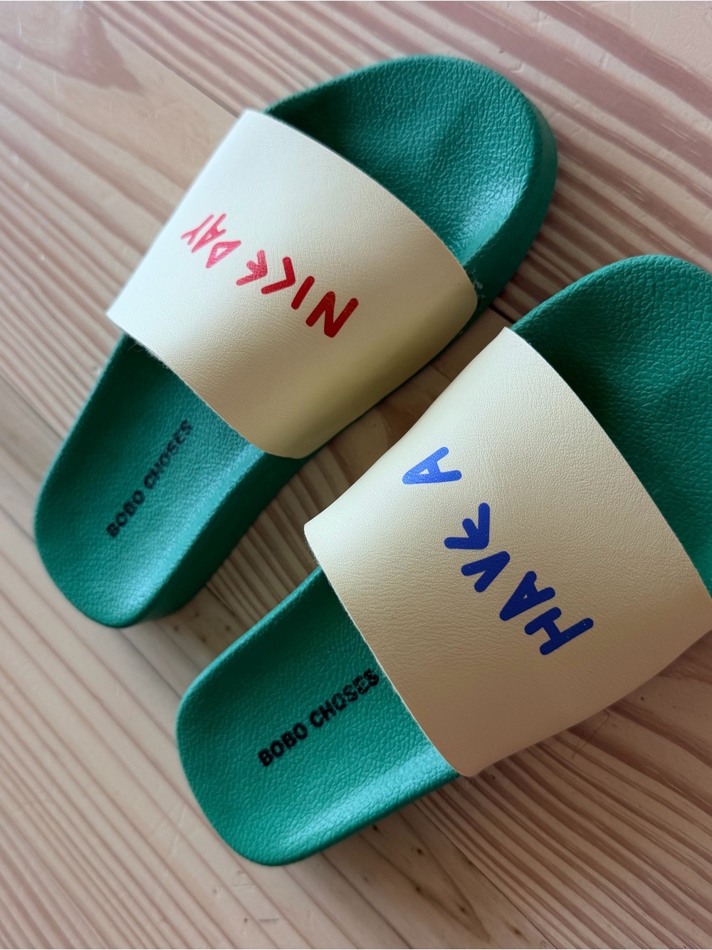 Bobo Choses Kids Green & Cream Slide Sandals